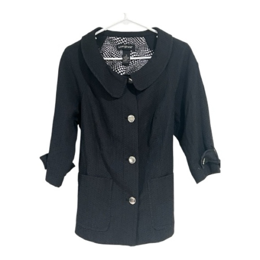 Lane Bryant Black Blazer/Jacket with Silver Buttons & removable belt size 14